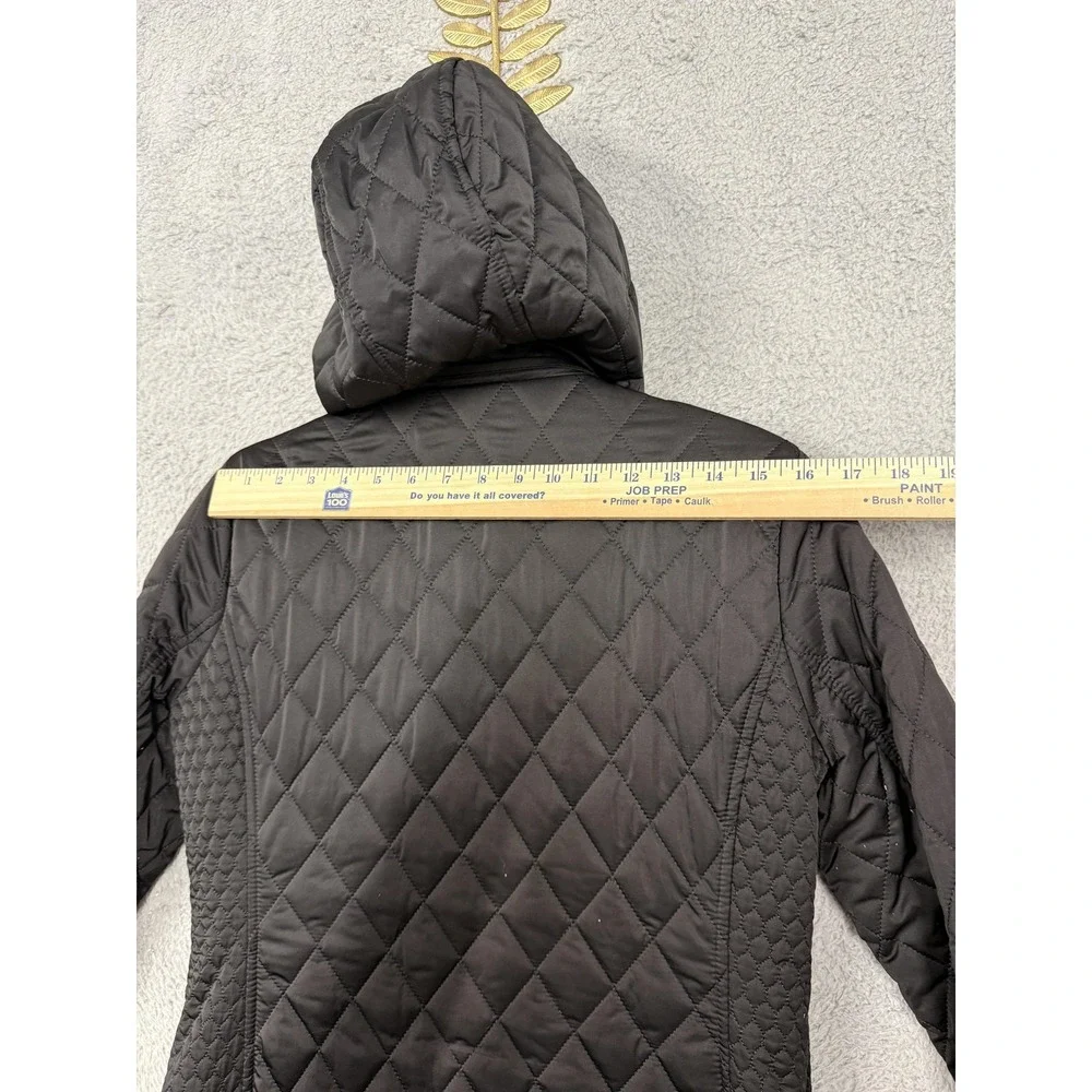 Michael Michael Kors Coat Womens Small Black Quilted‎ Hooded Puffer Long Zip